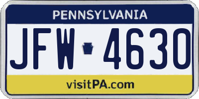PA license plate JFW4630