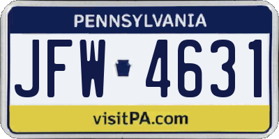 PA license plate JFW4631