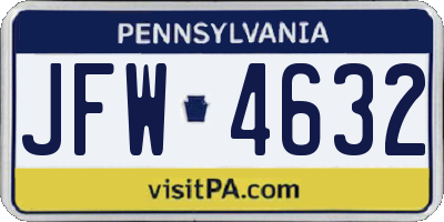 PA license plate JFW4632