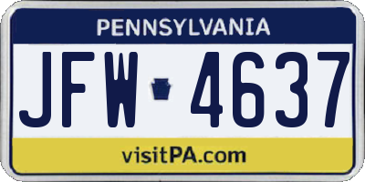 PA license plate JFW4637