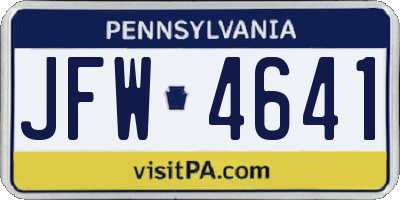 PA license plate JFW4641