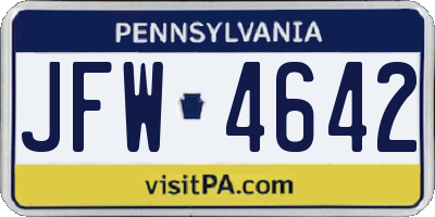 PA license plate JFW4642