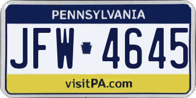 PA license plate JFW4645