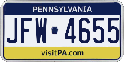 PA license plate JFW4655