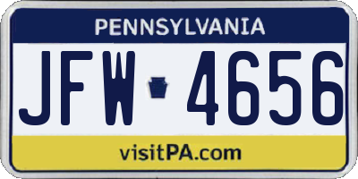 PA license plate JFW4656