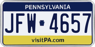 PA license plate JFW4657