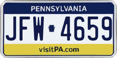 PA license plate JFW4659