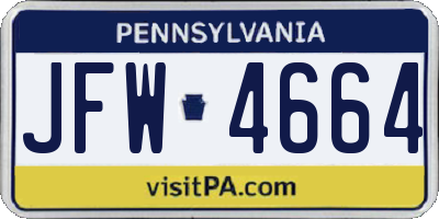 PA license plate JFW4664