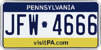 PA license plate JFW4666