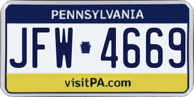 PA license plate JFW4669