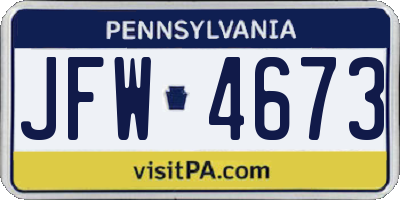 PA license plate JFW4673