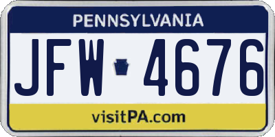 PA license plate JFW4676