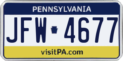 PA license plate JFW4677
