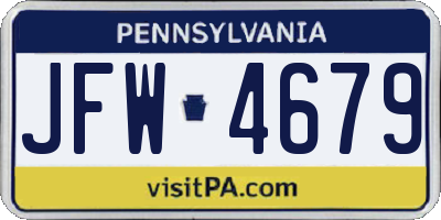 PA license plate JFW4679