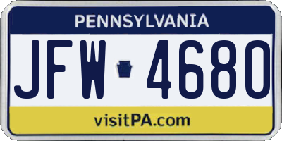 PA license plate JFW4680
