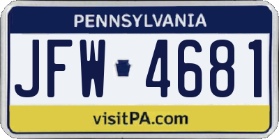 PA license plate JFW4681