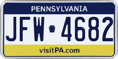 PA license plate JFW4682