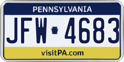 PA license plate JFW4683