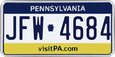 PA license plate JFW4684