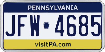 PA license plate JFW4685
