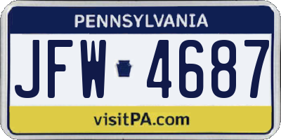PA license plate JFW4687
