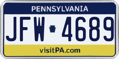 PA license plate JFW4689