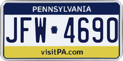 PA license plate JFW4690