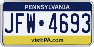 PA license plate JFW4693