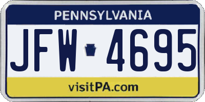 PA license plate JFW4695
