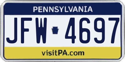 PA license plate JFW4697