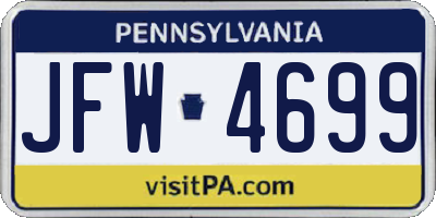 PA license plate JFW4699