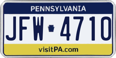 PA license plate JFW4710