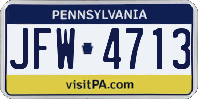 PA license plate JFW4713