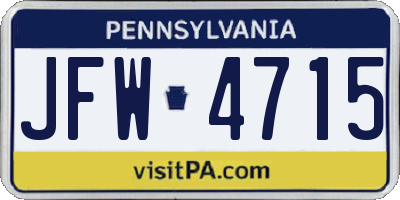 PA license plate JFW4715