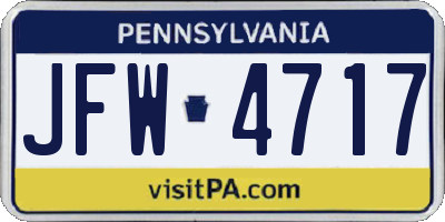 PA license plate JFW4717