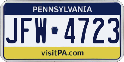 PA license plate JFW4723