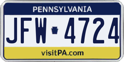 PA license plate JFW4724