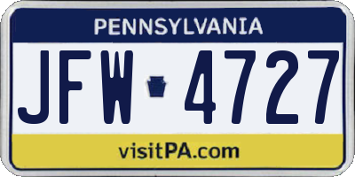PA license plate JFW4727