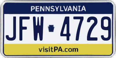 PA license plate JFW4729