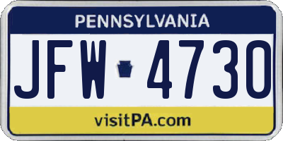 PA license plate JFW4730