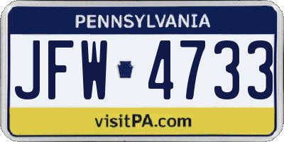 PA license plate JFW4733