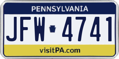 PA license plate JFW4741