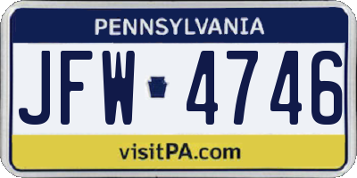 PA license plate JFW4746