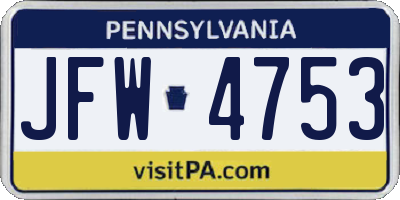 PA license plate JFW4753
