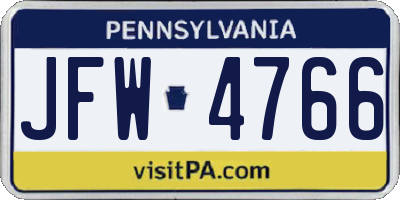 PA license plate JFW4766