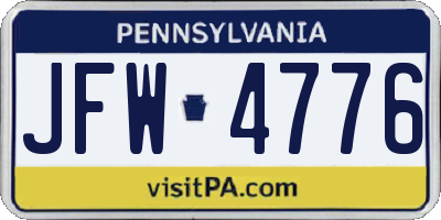 PA license plate JFW4776