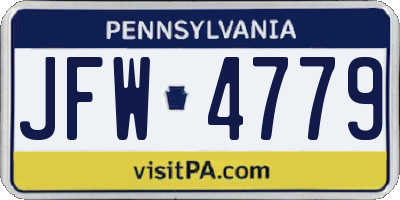 PA license plate JFW4779
