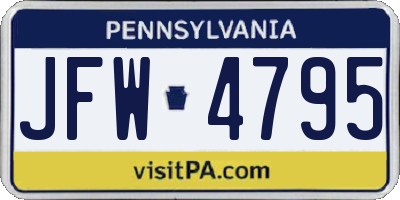 PA license plate JFW4795