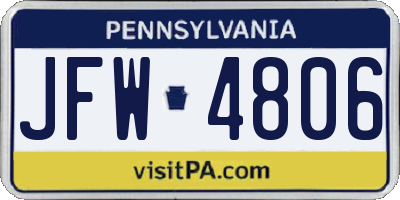 PA license plate JFW4806