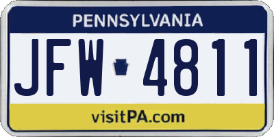 PA license plate JFW4811